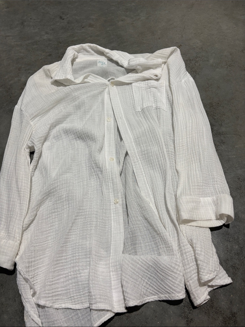 Kona Sol White Lightweight Button-Up Swim Coverup